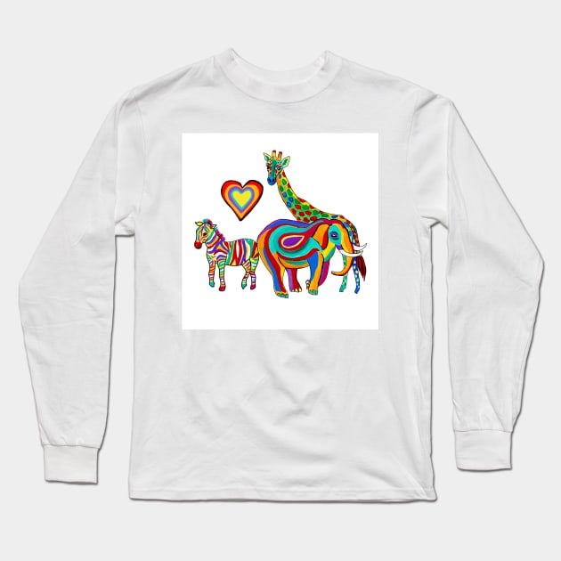 Rainbow Savanna (white) Long Sleeve T-Shirt by MagaliModoux